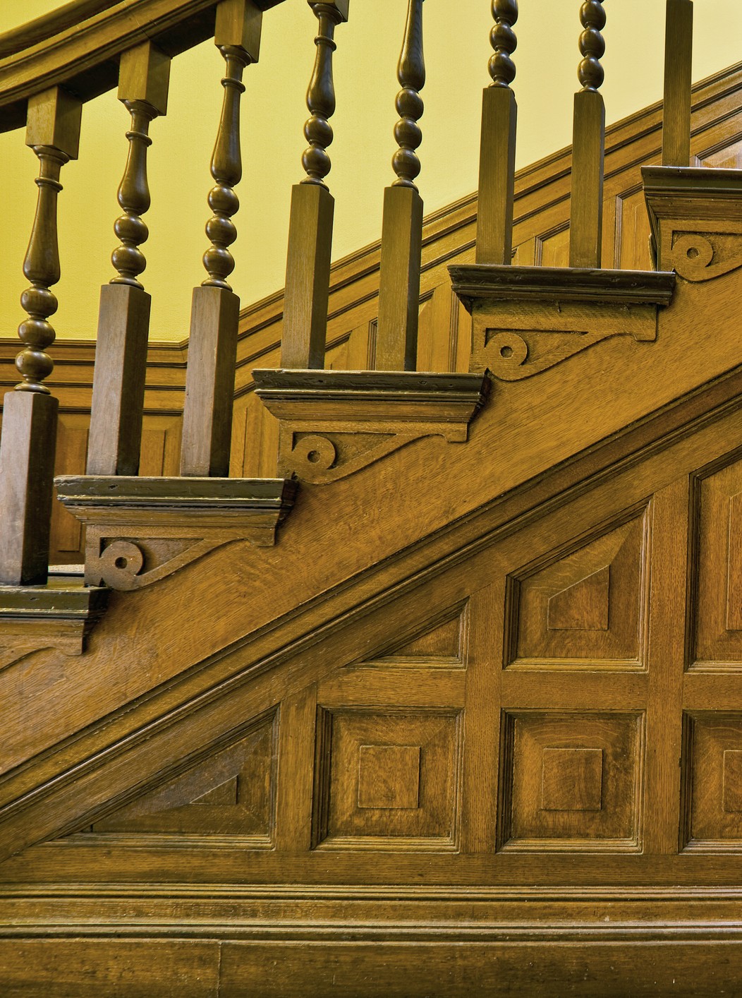 Wooden staircase with decorative details