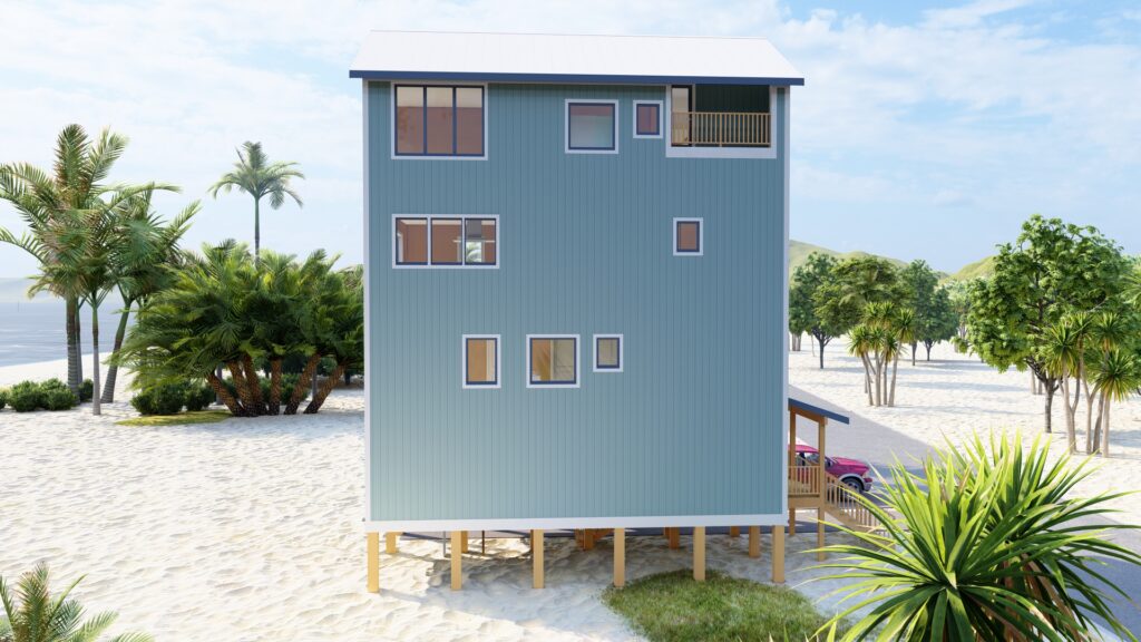 Modern beach house on stilts