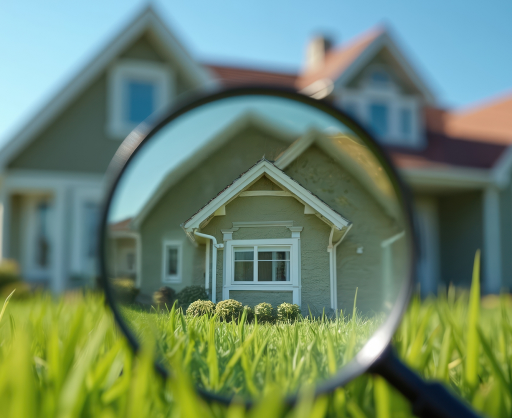 Magnifying glass focusing on house